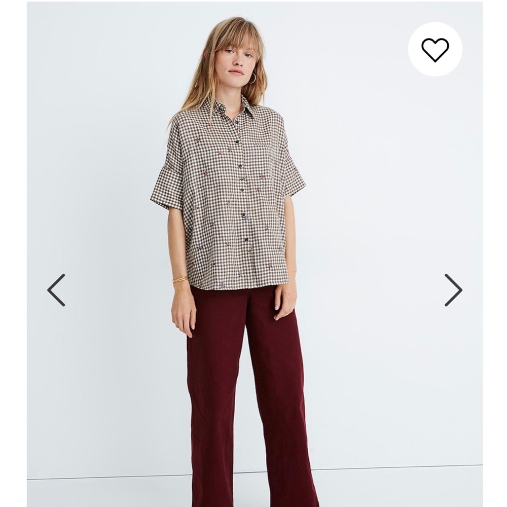 Embroidered gingham courrier shirt